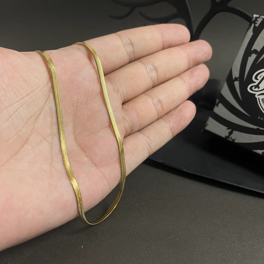 Elegant Flat Snake Chain: Gold & Silver